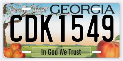 GA license plate CDK1549
