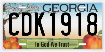 GA license plate CDK1918