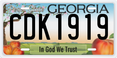 GA license plate CDK1919