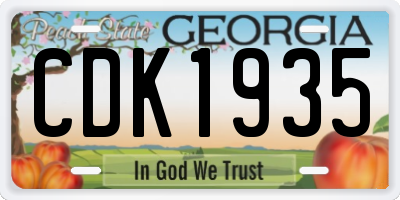 GA license plate CDK1935