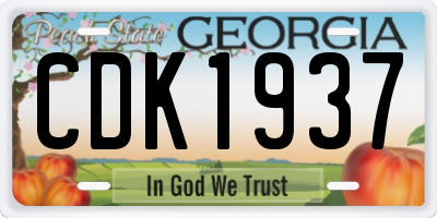 GA license plate CDK1937