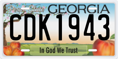 GA license plate CDK1943