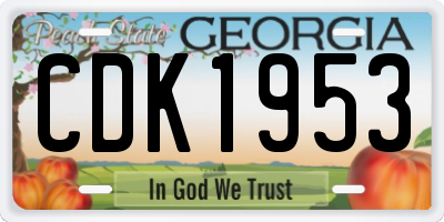 GA license plate CDK1953
