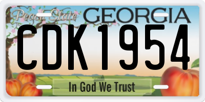 GA license plate CDK1954