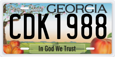 GA license plate CDK1988