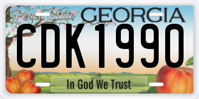 GA license plate CDK1990