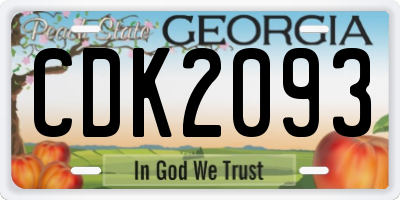 GA license plate CDK2093