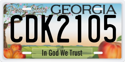 GA license plate CDK2105