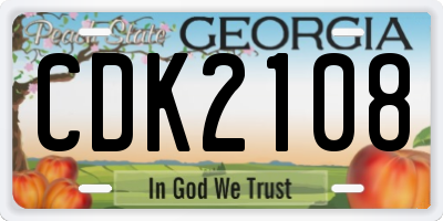 GA license plate CDK2108