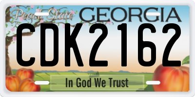 GA license plate CDK2162