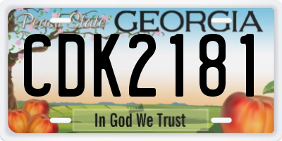 GA license plate CDK2181