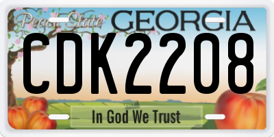 GA license plate CDK2208