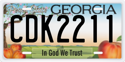 GA license plate CDK2211