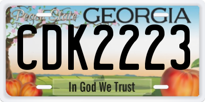 GA license plate CDK2223