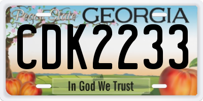 GA license plate CDK2233