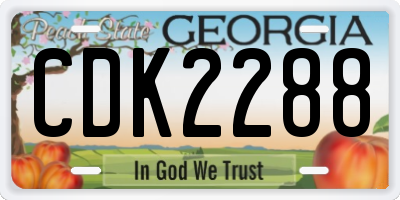 GA license plate CDK2288