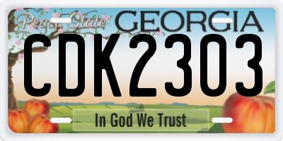 GA license plate CDK2303