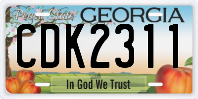 GA license plate CDK2311