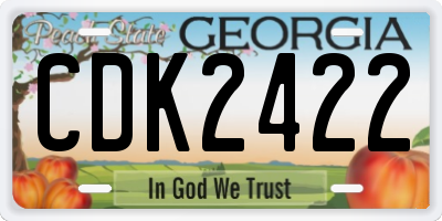 GA license plate CDK2422