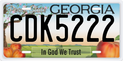 GA license plate CDK5222
