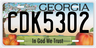GA license plate CDK5302