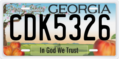 GA license plate CDK5326