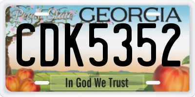 GA license plate CDK5352