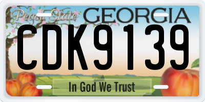 GA license plate CDK9139