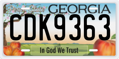 GA license plate CDK9363