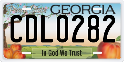 GA license plate CDL0282