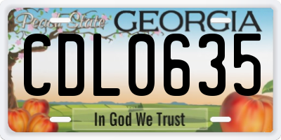 GA license plate CDL0635