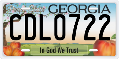 GA license plate CDL0722