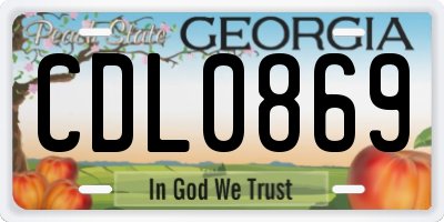 GA license plate CDL0869