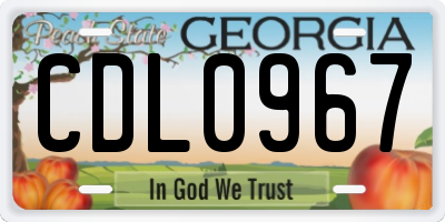 GA license plate CDL0967