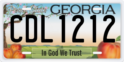 GA license plate CDL1212