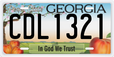 GA license plate CDL1321