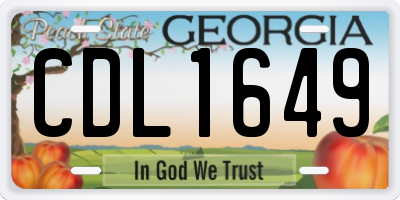 GA license plate CDL1649