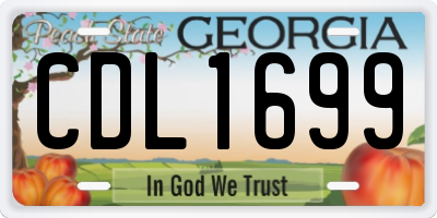 GA license plate CDL1699