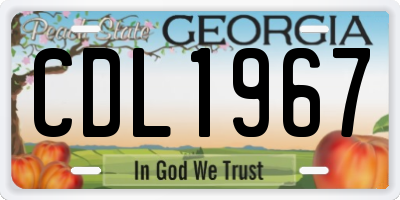 GA license plate CDL1967