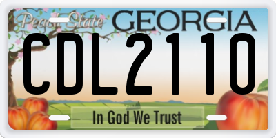 GA license plate CDL2110