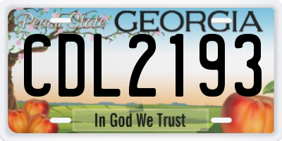 GA license plate CDL2193
