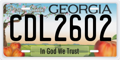 GA license plate CDL2602