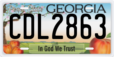 GA license plate CDL2863