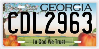 GA license plate CDL2963