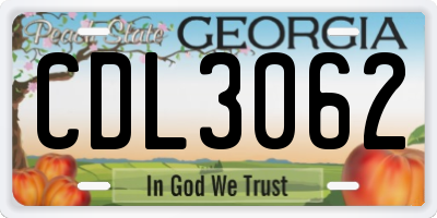 GA license plate CDL3062