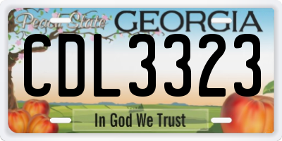 GA license plate CDL3323