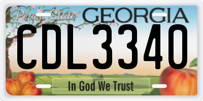 GA license plate CDL3340