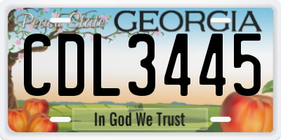 GA license plate CDL3445