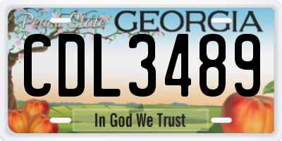 GA license plate CDL3489