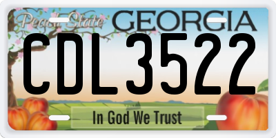 GA license plate CDL3522